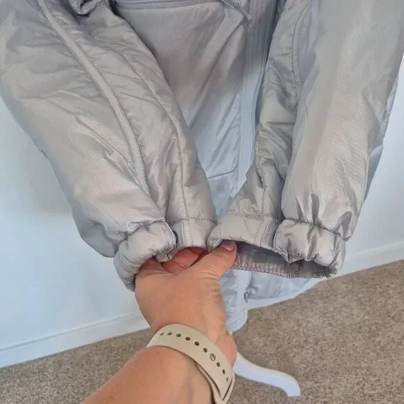 Free People  Light As A Feather Light Blue Quilted Jacket Size L - Picture 5 of 12